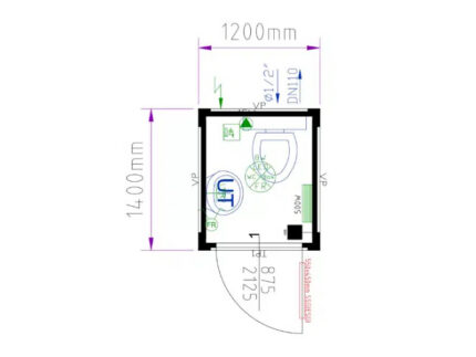 Cabine de toilettes 1.7 m²